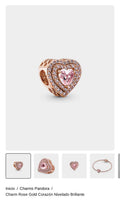 Charm Rose Gold Corazón Nivelado Brillante