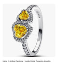 Anillo Doble Corazón Amarillo