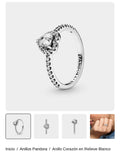 Anillo Corazón en Relieve Blanco