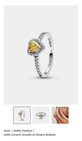 Anillo Corazón Amarillo en Relieve Brillante