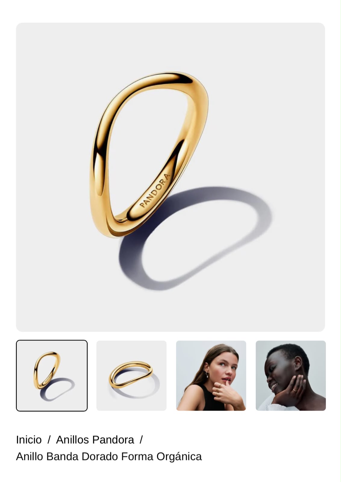Anillo Banda Dorado Forma Orgánica