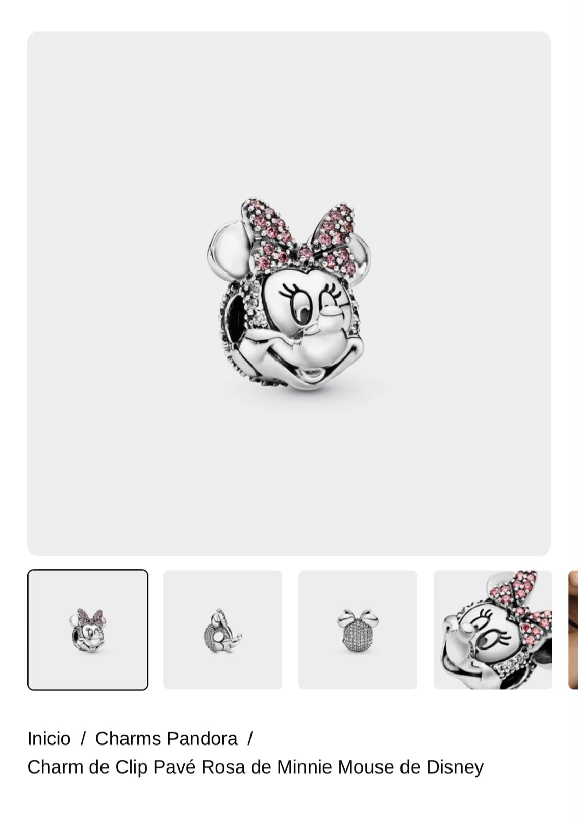 Charm de Clip Pavé Rosa de Minnie Mouse de Disney