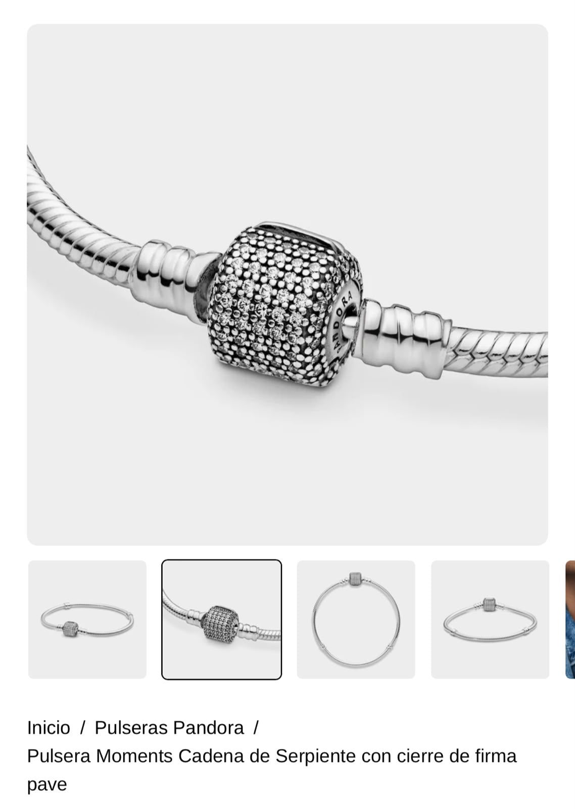 Pulsera Moments Cadena de Serpiente con cierre de firma pave