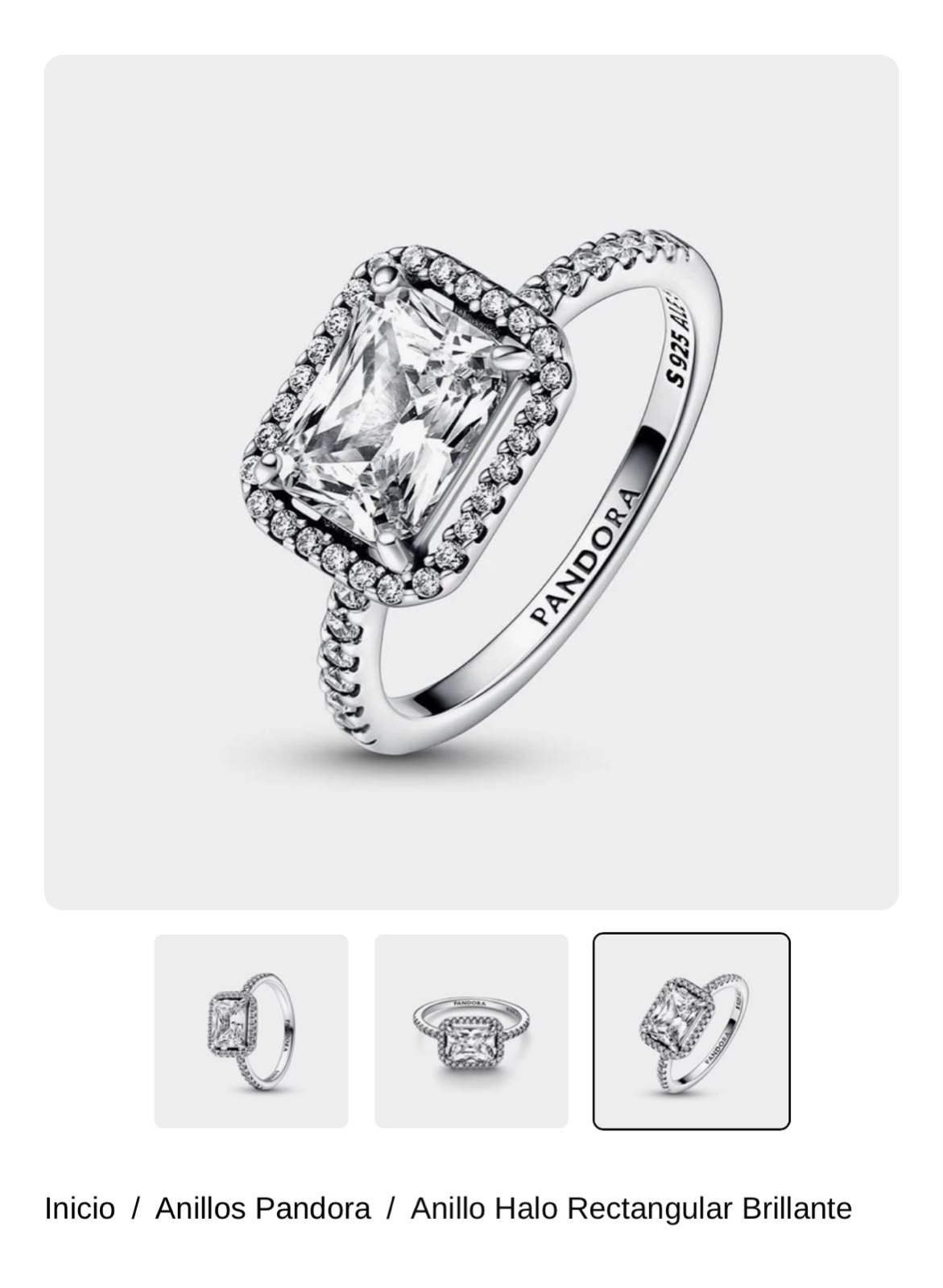Anillo Halo Rectangular Brillante