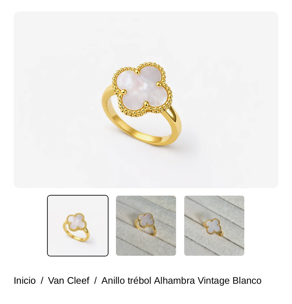 Anillo trébol Alhambra Vintage Blanco