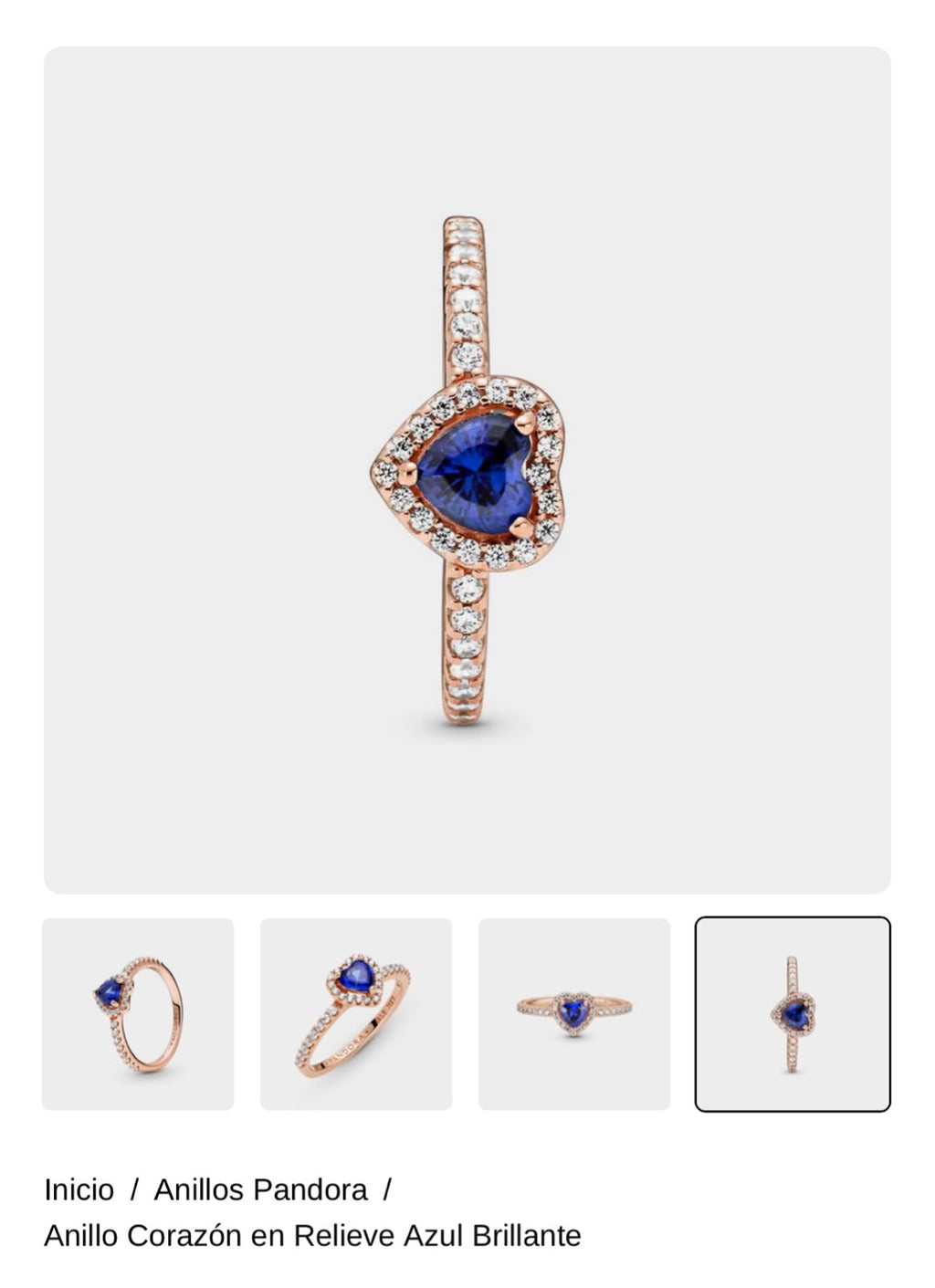 Anillo Corazón en Relieve Azul Brillante