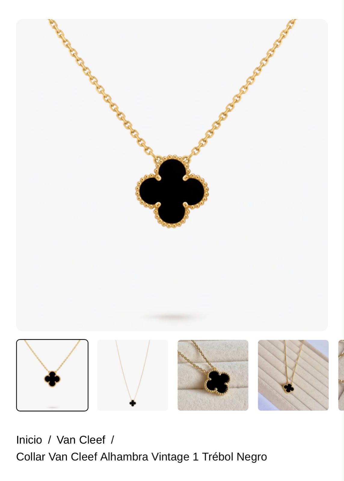 Collar Van Cleef Alhambra Vintage 1 Trébol Negro