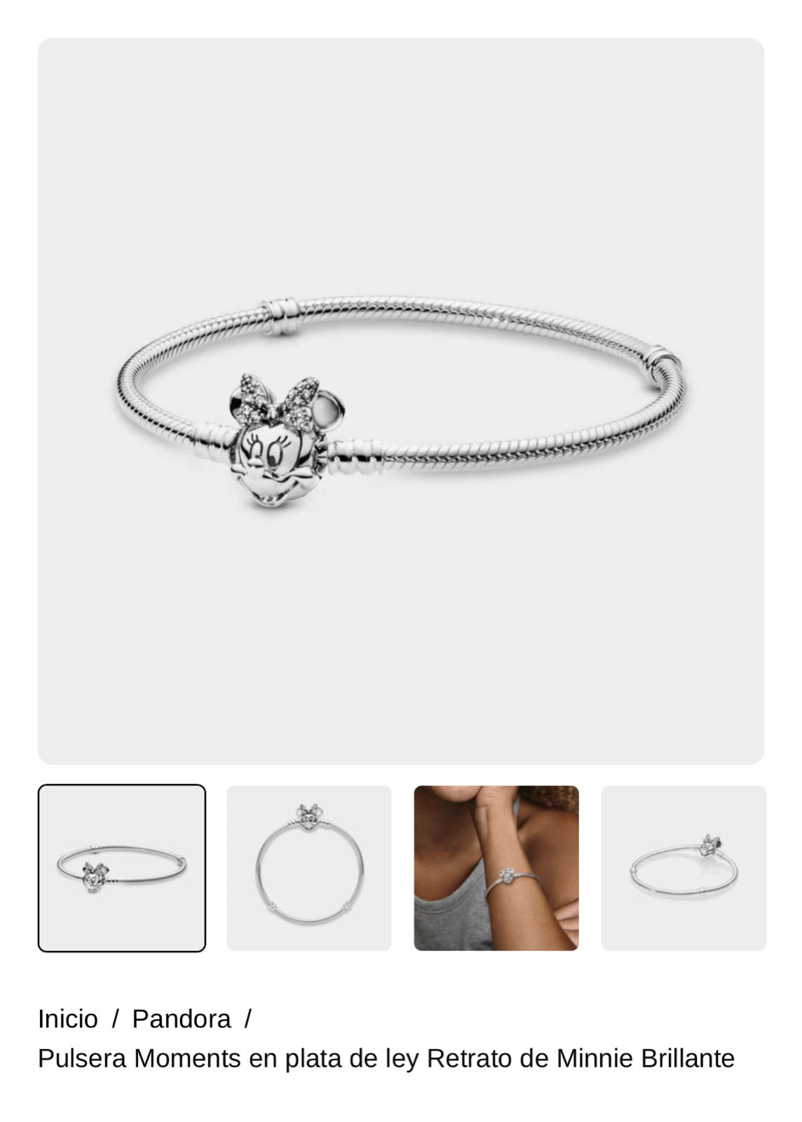 Pulsera Moments en plata de ley Retrato de Minnie Brillante
