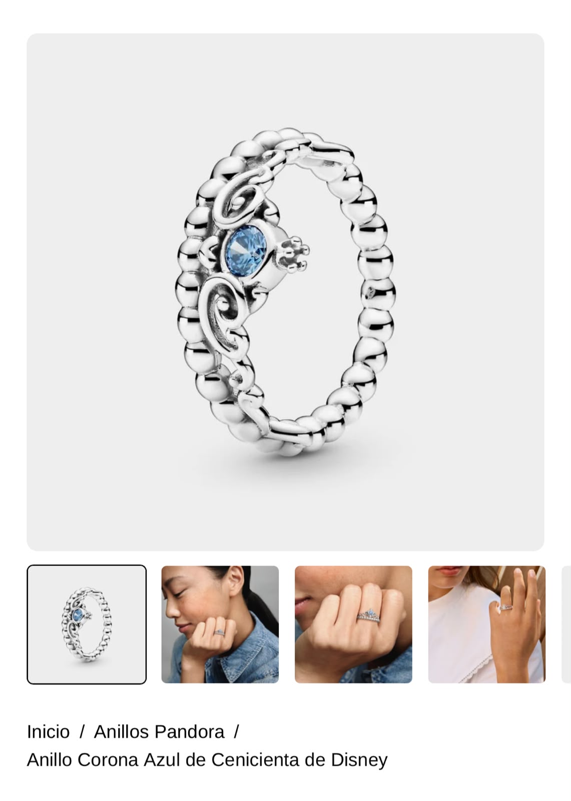 Anillo Corona Azul de Cenicienta de Disney