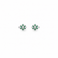 Argollas Flor Verde Plata 925