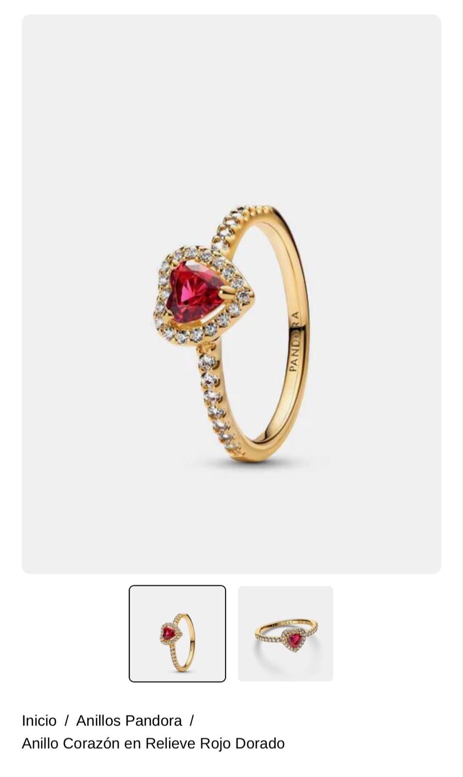 Anillo Corazón en Relieve Rojo Dorado