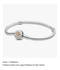 Pulsera Cierre con Logo Pandora en Dos Tonos