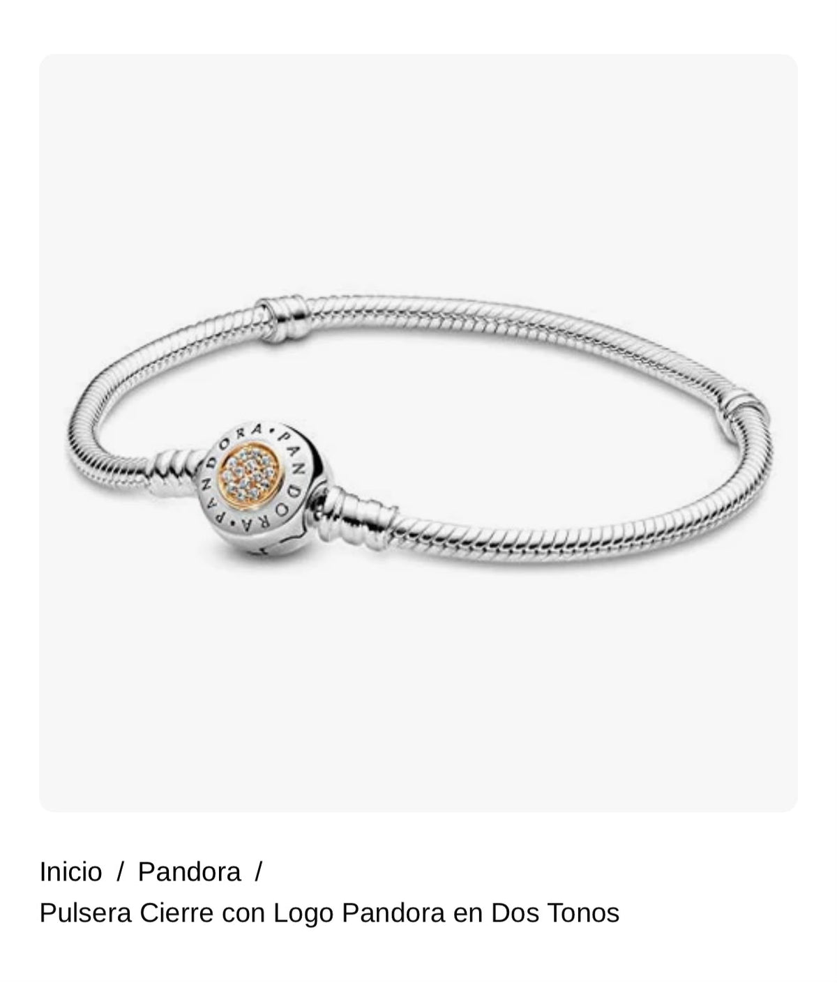 Pulsera Cierre con Logo Pandora en Dos Tonos
