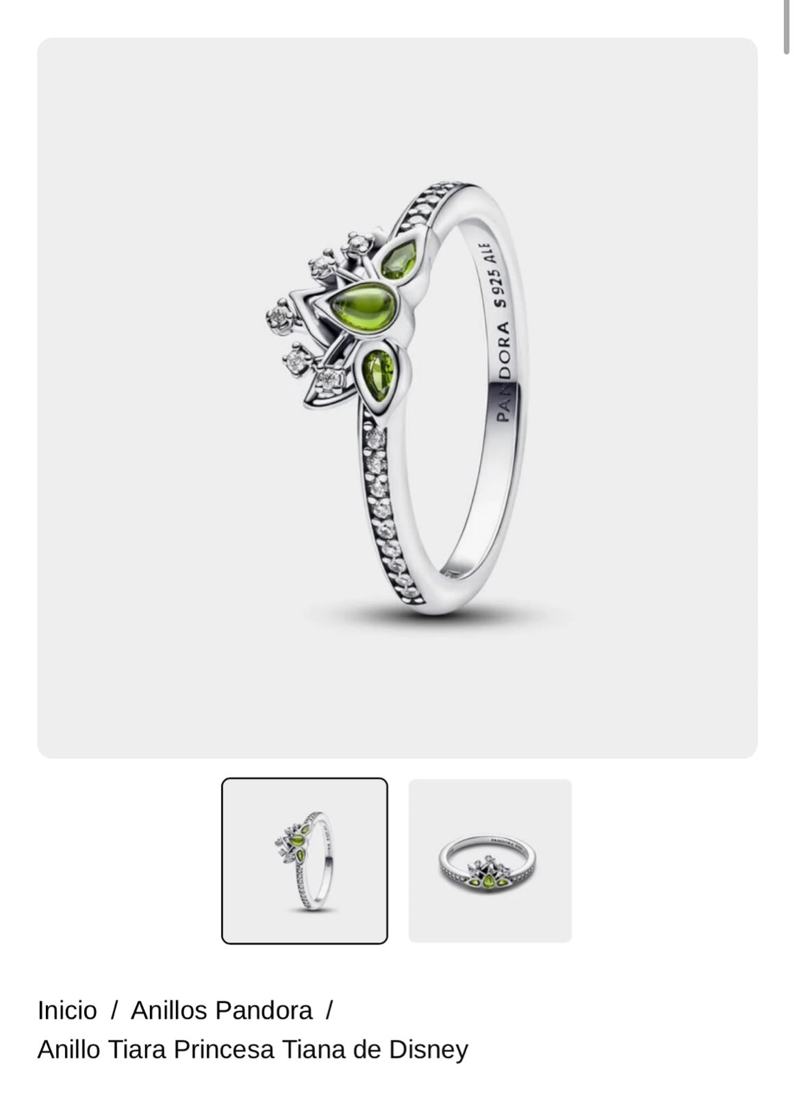 Anillo Tiara Princesa Tiana de Disney