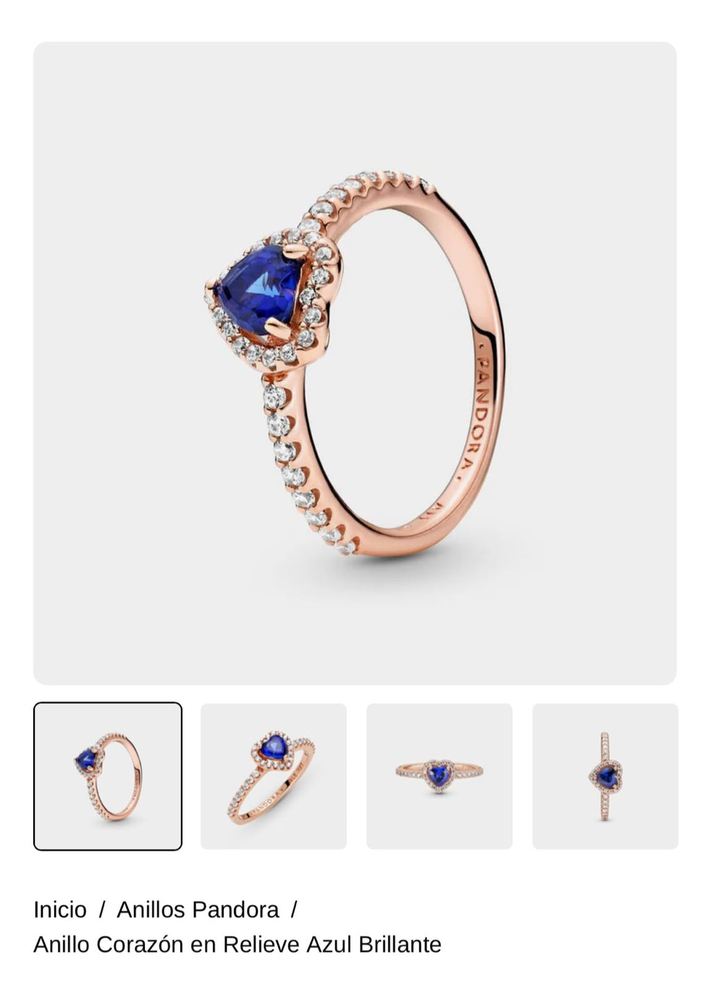 Anillo Corazón en Relieve Azul Brillante