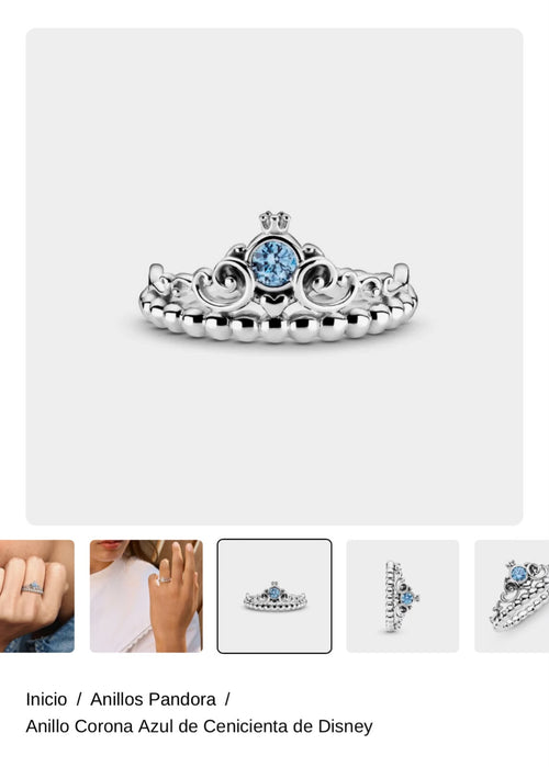 Anillo Corona Azul de Cenicienta de Disney