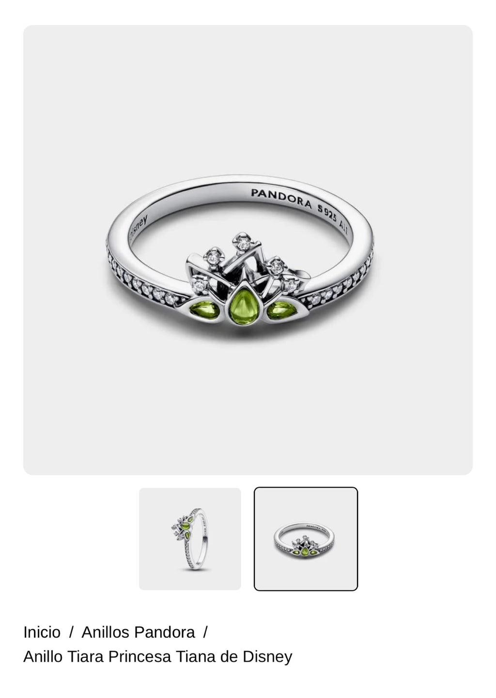 Anillo Tiara Princesa Tiana de Disney