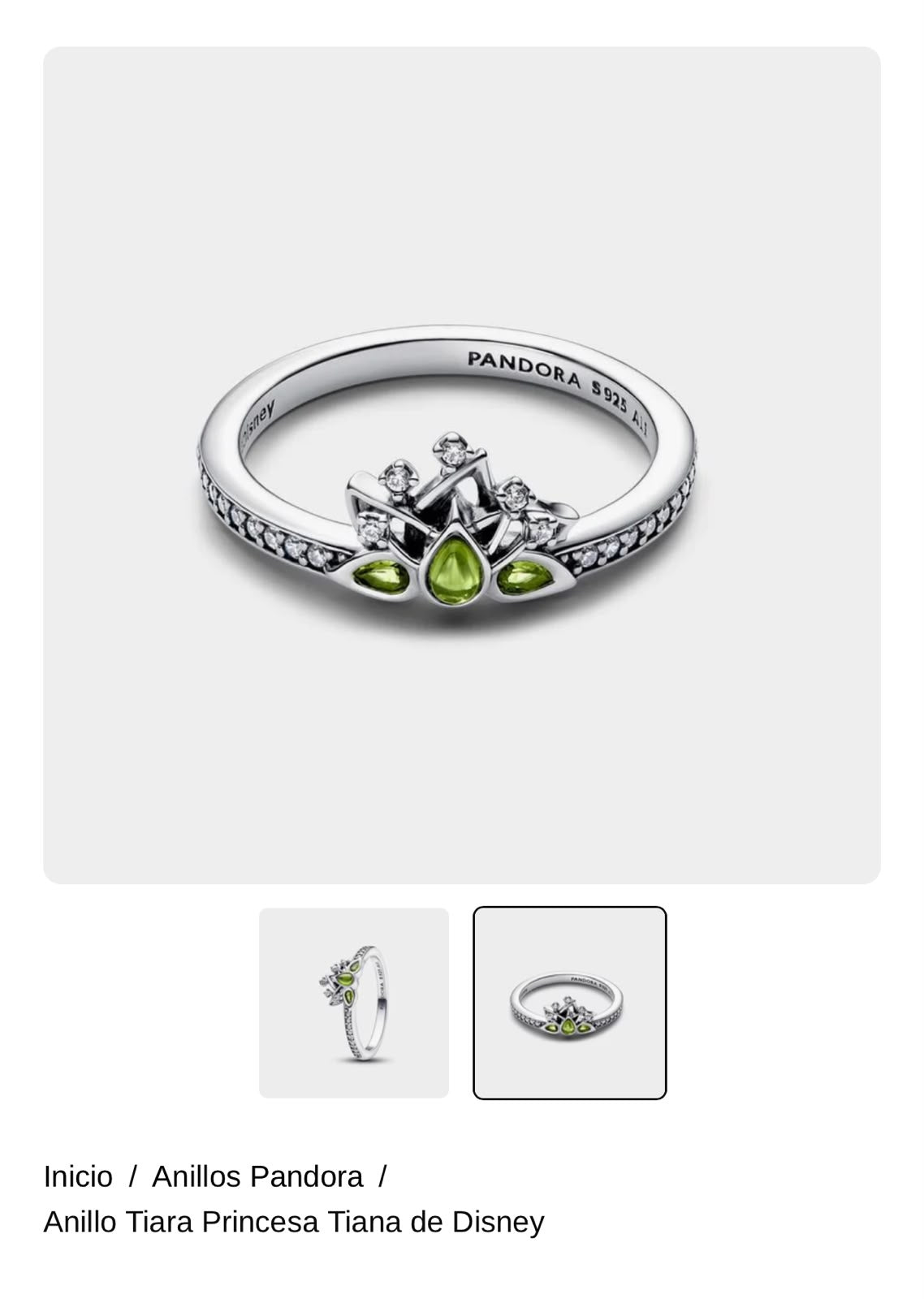 Anillo Tiara Princesa Tiana de Disney