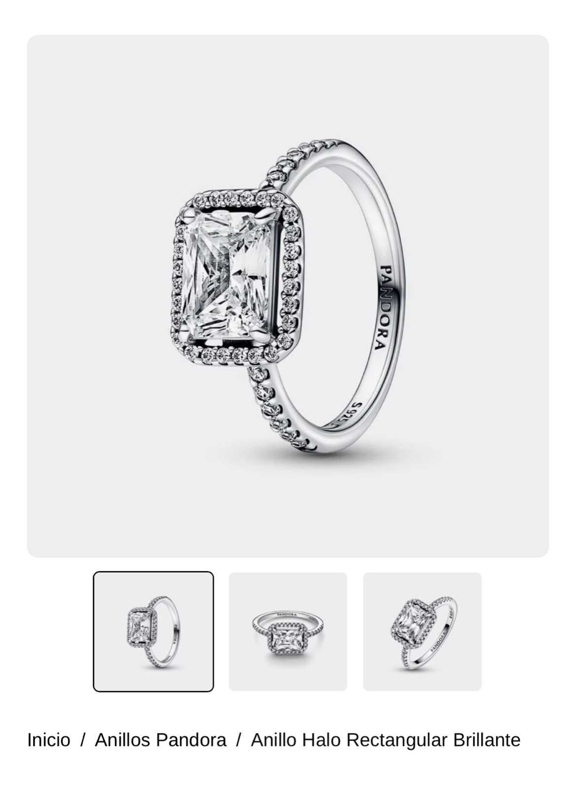 Anillo Halo Rectangular Brillante