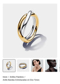 Anillo Bandas Entrelazadas en Dos Tonos