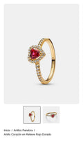 Anillo Corazón en Relieve Rojo Dorado