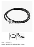 Pulsera de Cuero dos giros con Cierre Clásico