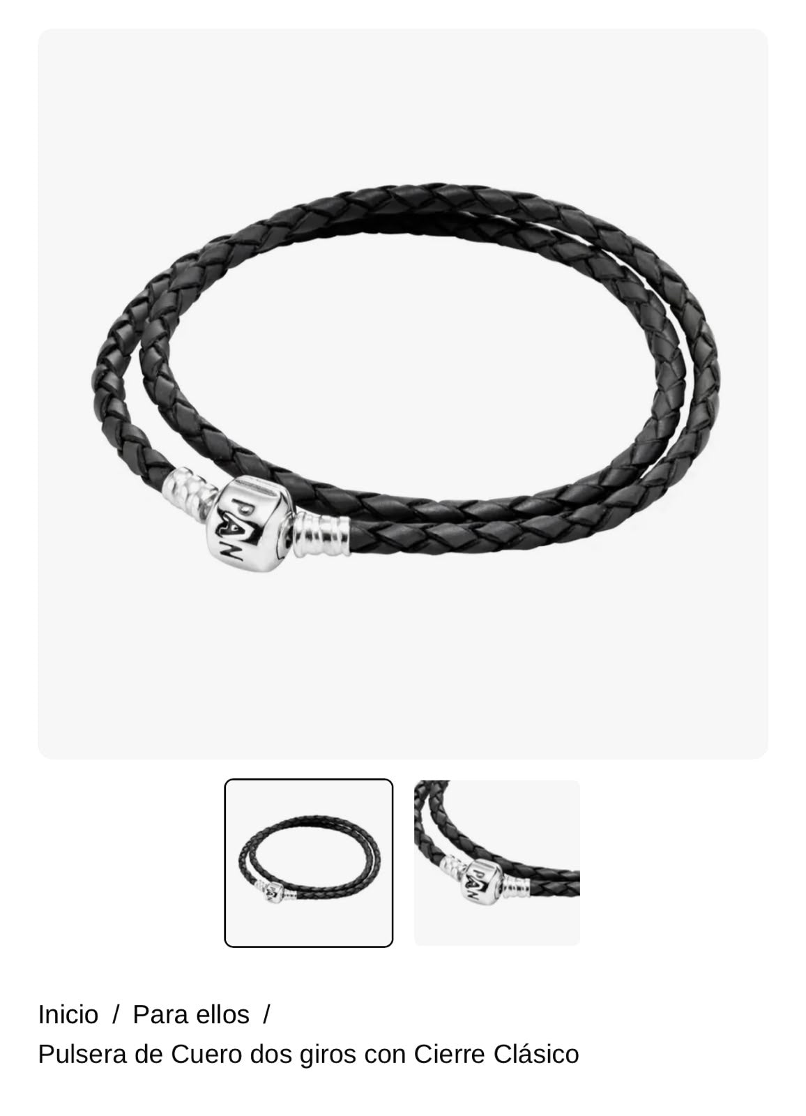 Pulsera de Cuero dos giros con Cierre Clásico