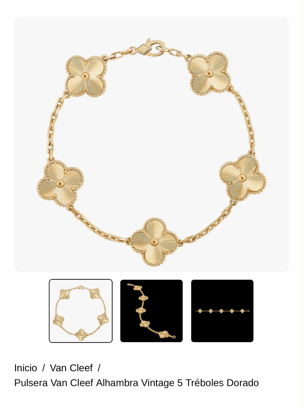 Pulsera Van Cleef Alhambra Vintage 5 Tréboles Dorado