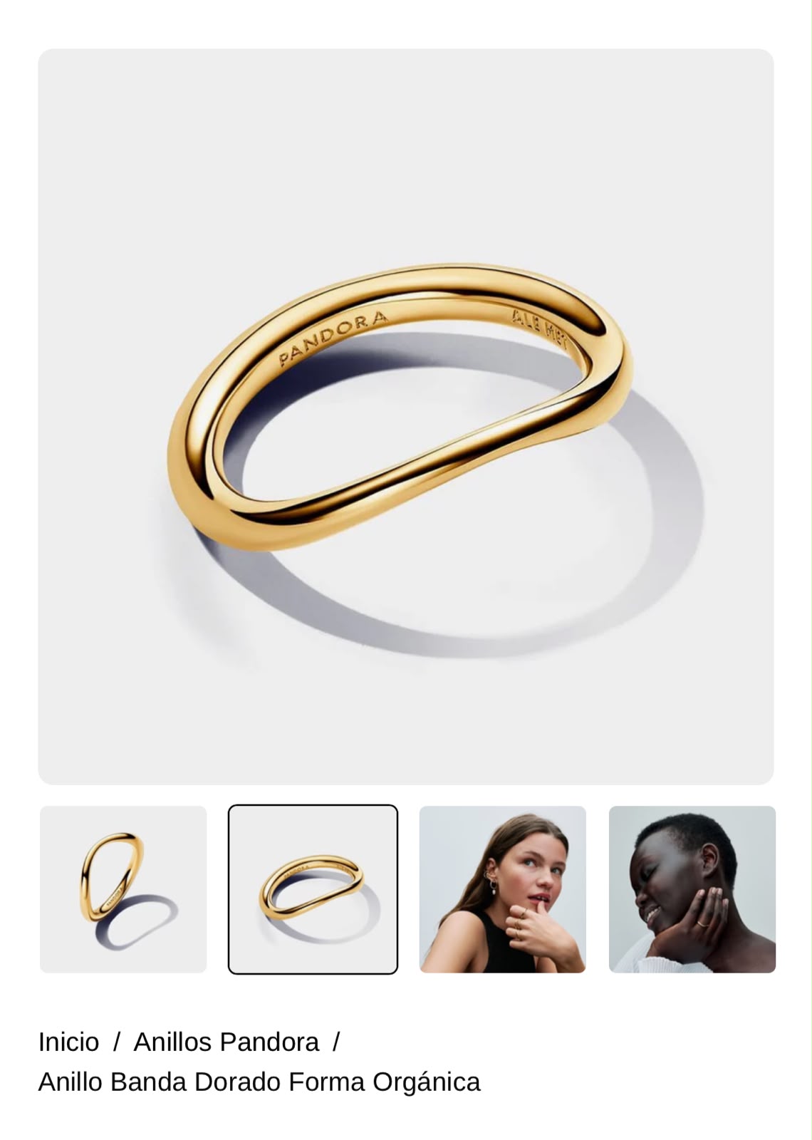 Anillo Banda Dorado Forma Orgánica