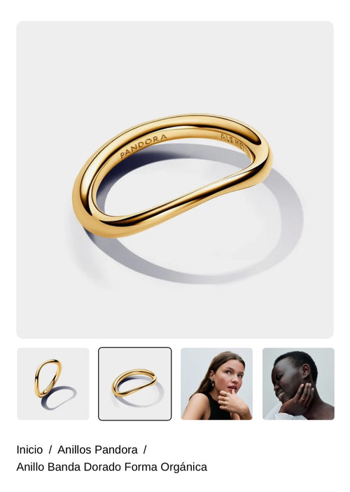 Anillo Banda Dorado Forma Orgánica