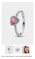 Anillo Corazón Rosado Plateado