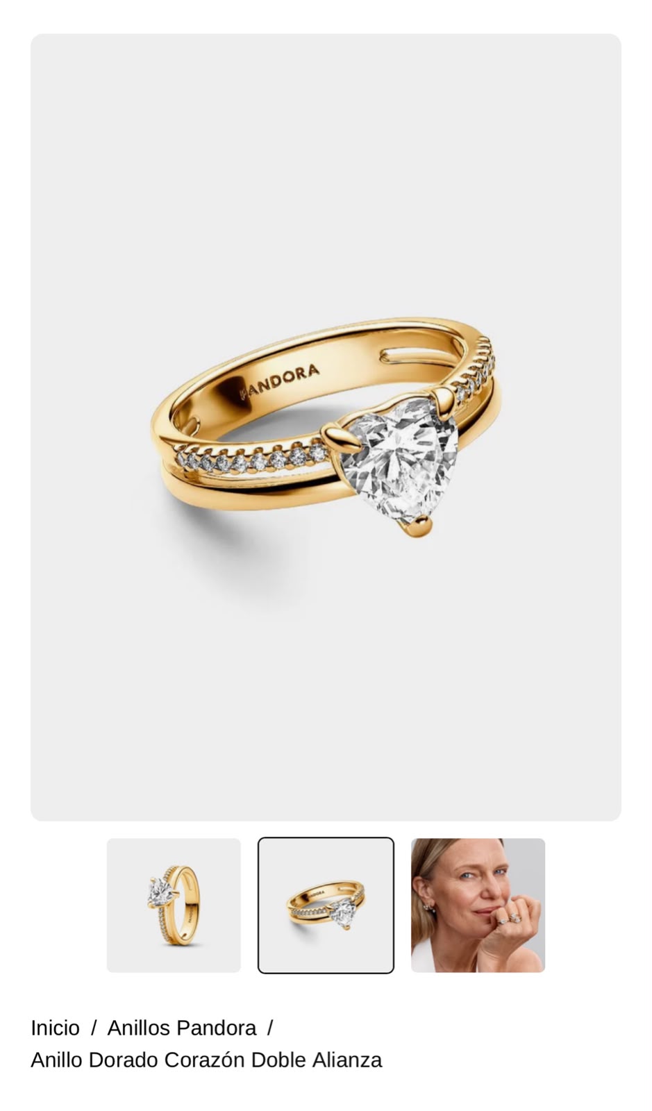Anillo Dorado Corazón Doble Alianza
