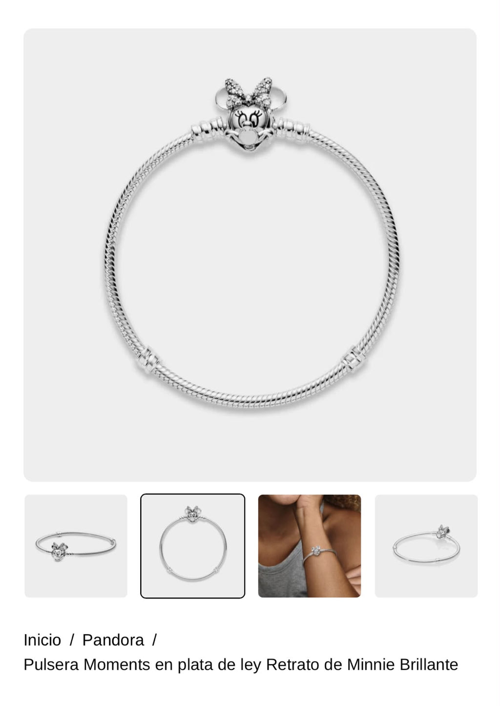 Pulsera Moments en plata de ley Retrato de Minnie Brillante