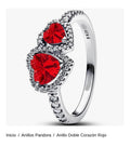 Anillo Doble Corazón Rojo