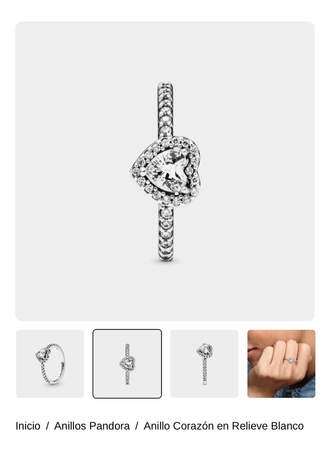 Anillo Corazón en Relieve Blanco