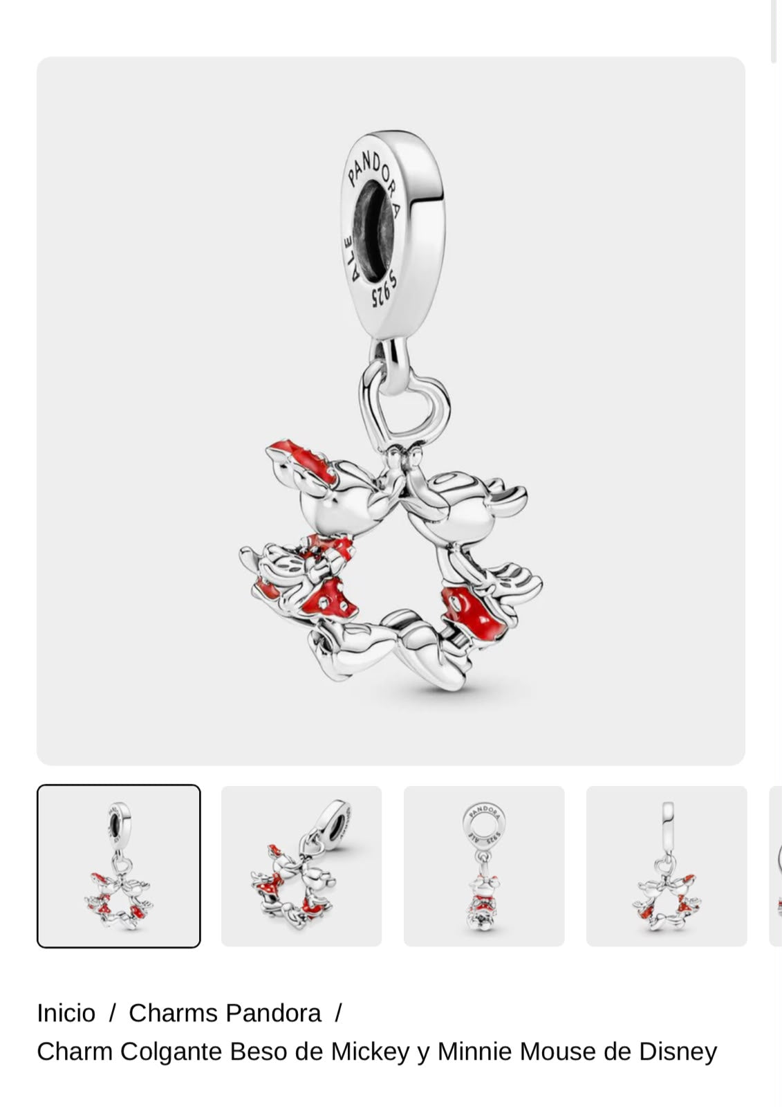 Charm Colgante Beso de Mickey y Minnie Mouse de Disney