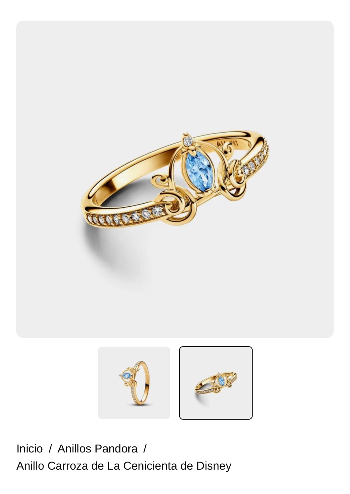 Anillo Carroza de La Cenicienta de Disney