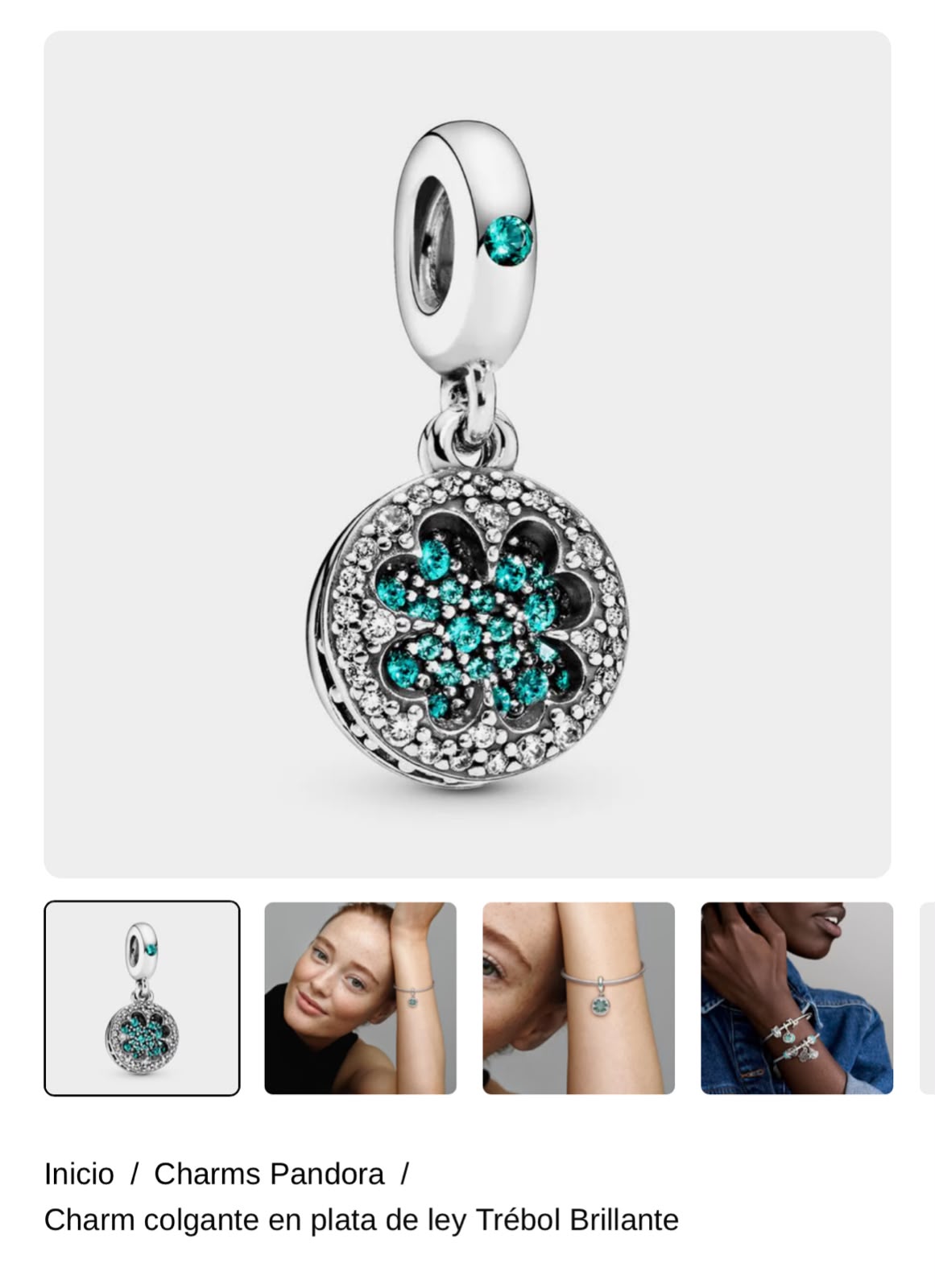 Charm colgante en plata de ley Trébol Brillante