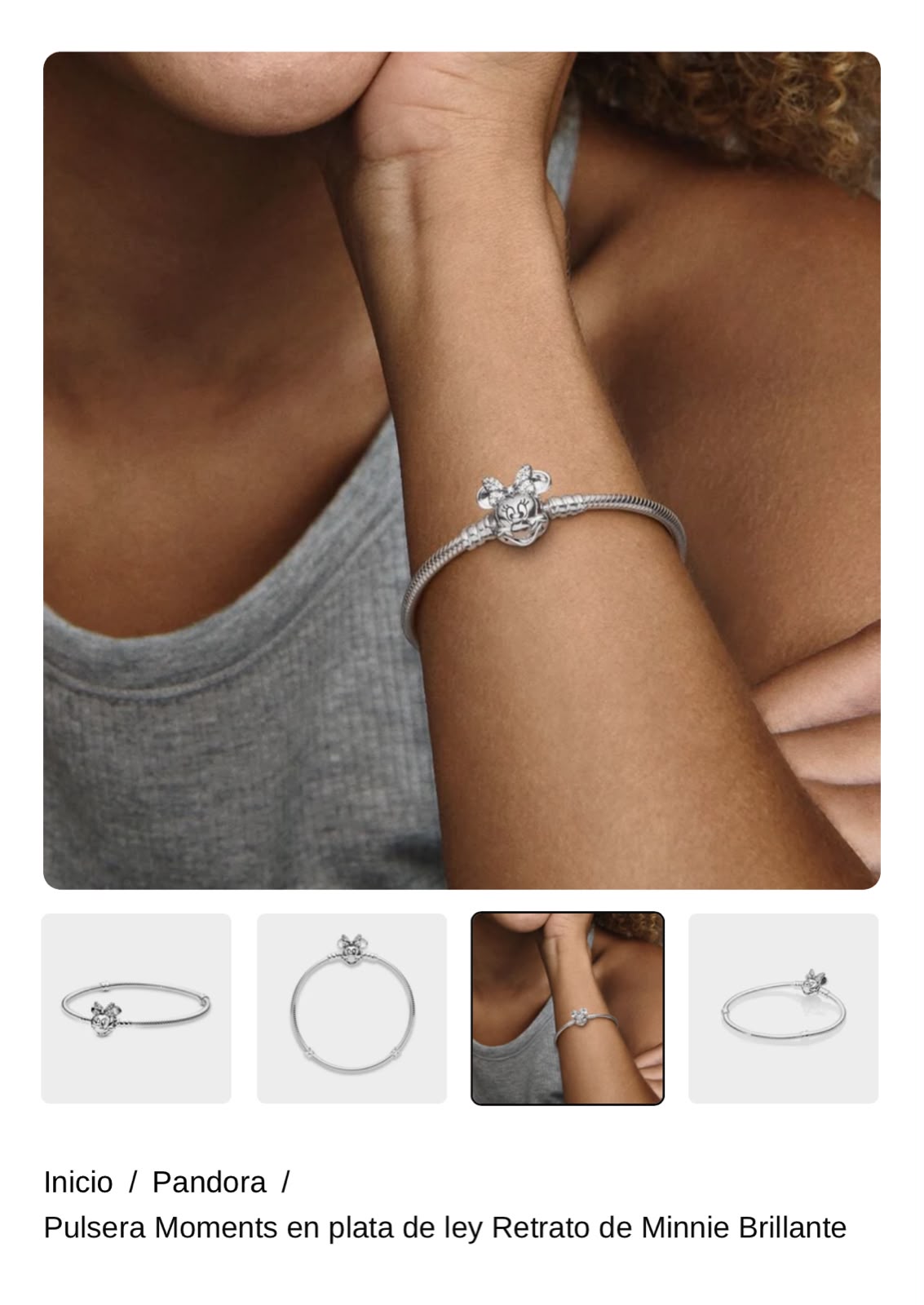 Pulsera Moments en plata de ley Retrato de Minnie Brillante