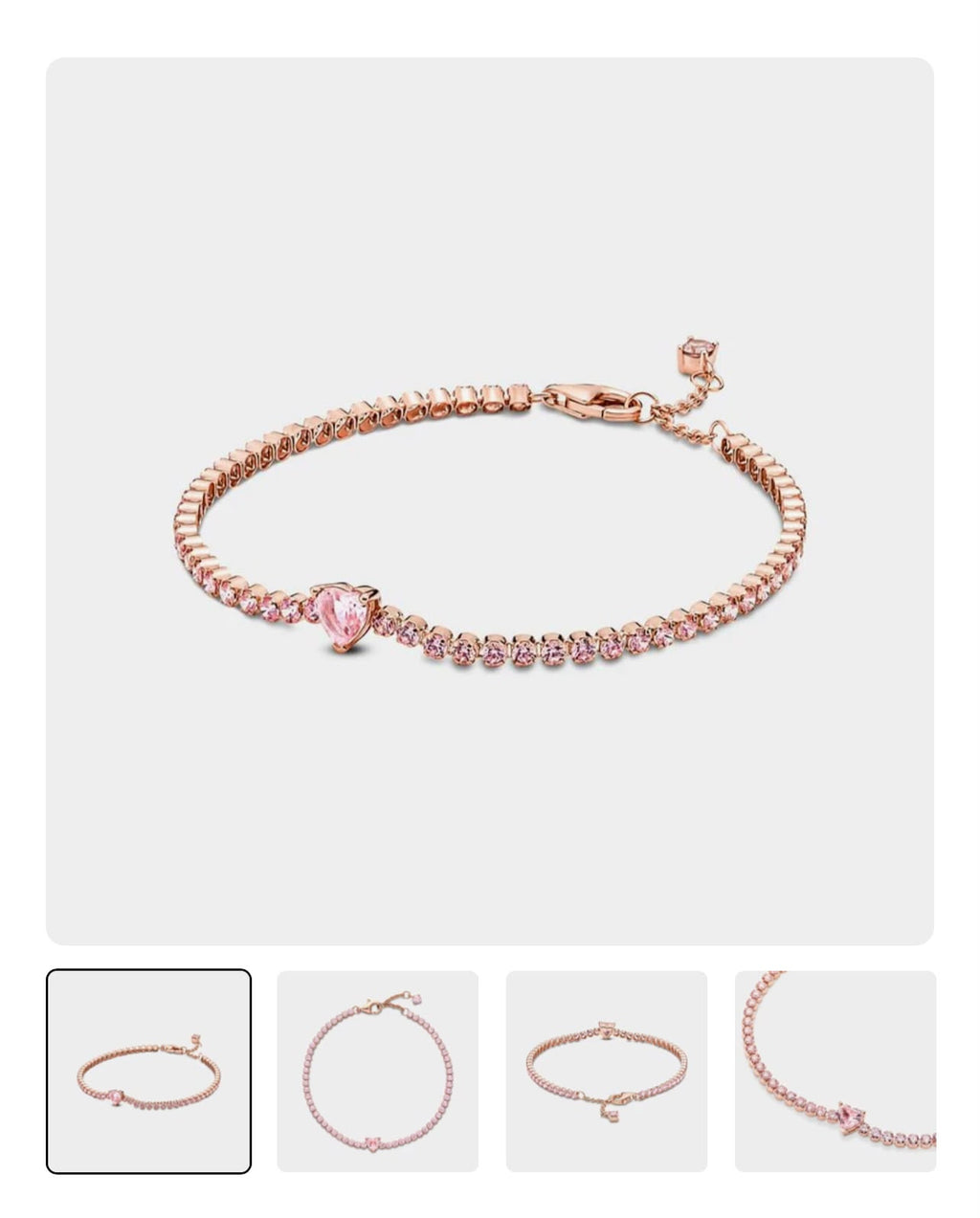 Pulsera Tenis Corazón Brillante rose gold