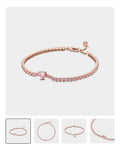 Pulsera Tenis Corazón Brillante rose gold