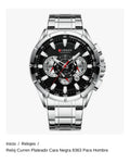 Reloj Curren Plateado Cara Negra 8363 Para Hombre