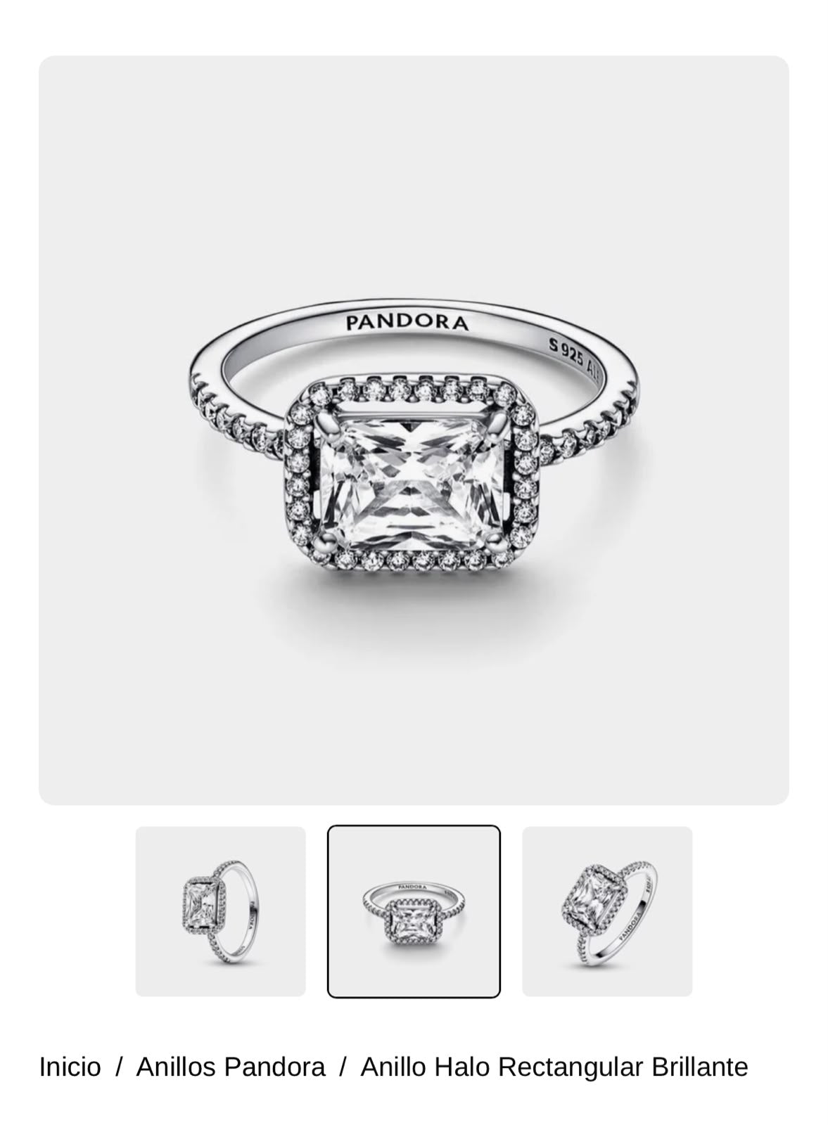 Anillo Halo Rectangular Brillante