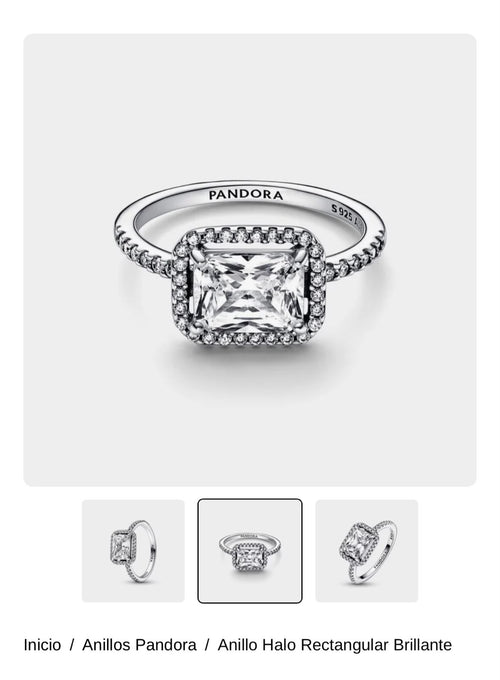 Anillo Halo Rectangular Brillante