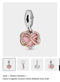 Charm Colgante Corazón Infinito Brillante Rose Gold