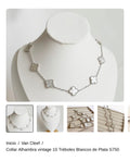 Collar Alhambra vintage 10 Tréboles Blancos de Plata S750