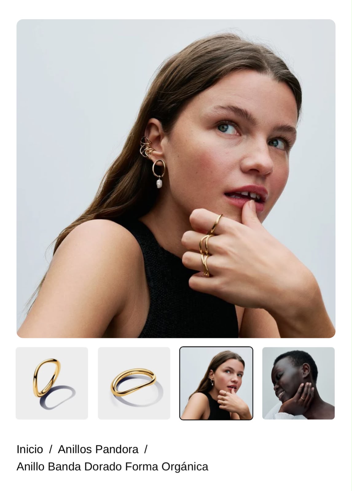 Anillo Banda Dorado Forma Orgánica