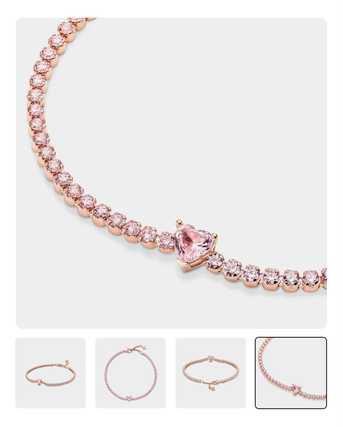 Pulsera Tenis Corazón Brillante rose gold