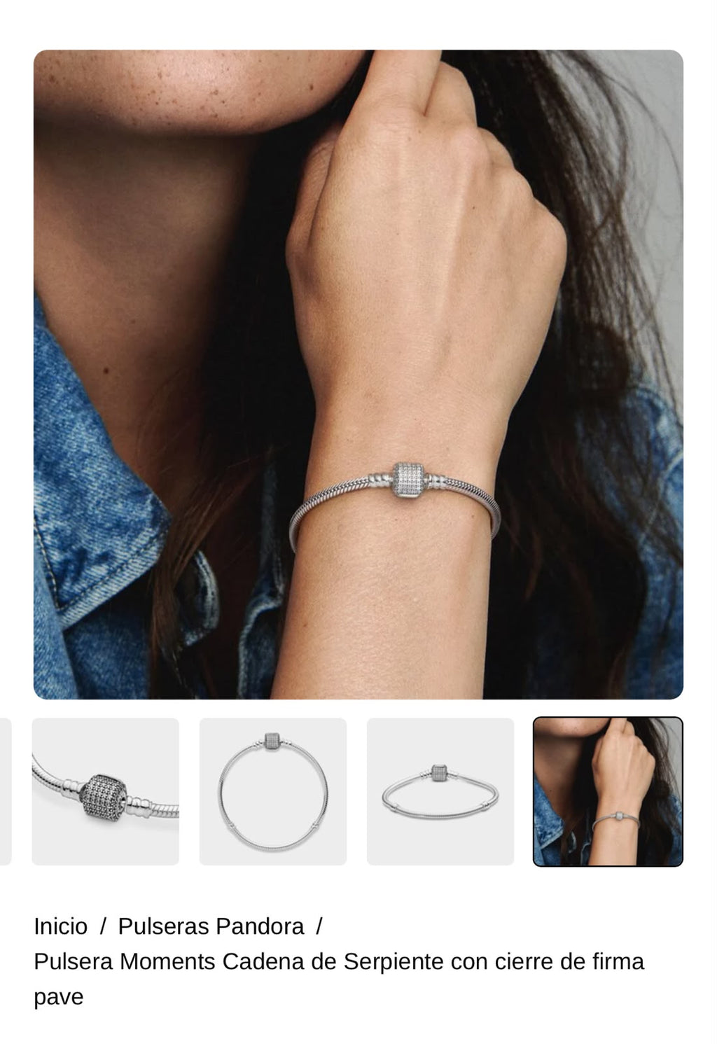 Pulsera Moments Cadena de Serpiente con cierre de firma pave