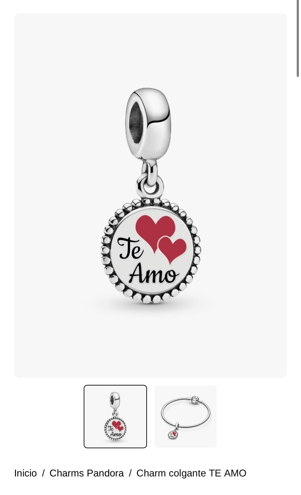 Charm colgante TE AMO
